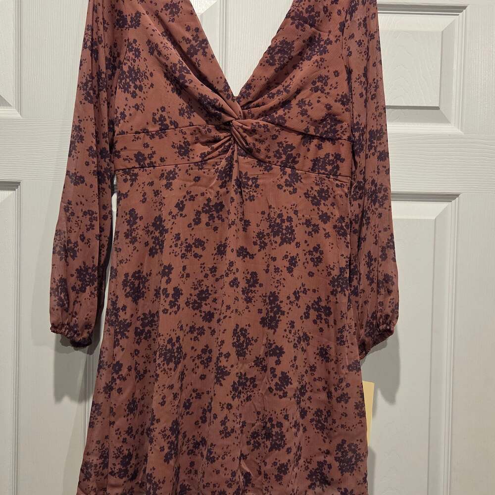 Juniors' Live To Be Spoiled Long Sleeve Knot Front Skater Dress